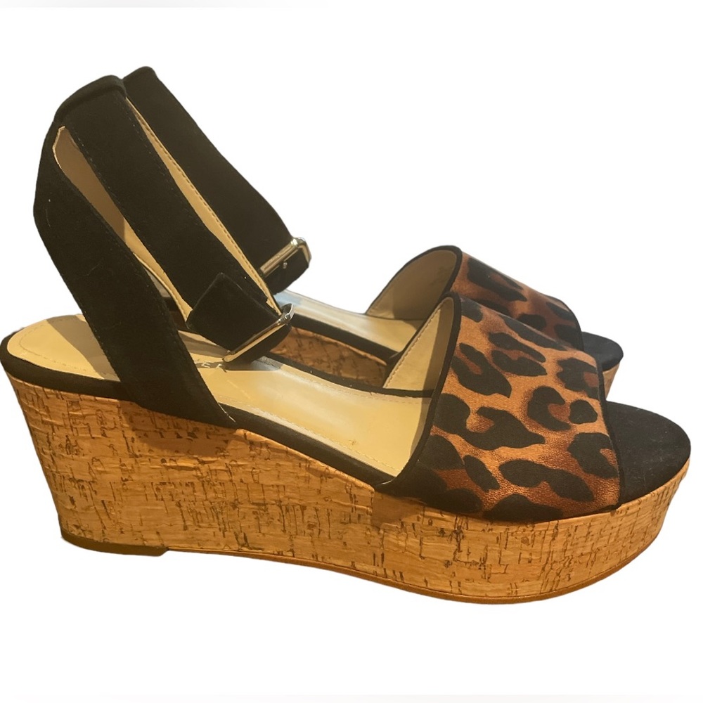 Marc Fisher Leather Wedge Sandal Rillia Leopard